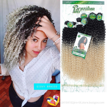 premium high temperature fiber 613 jerry curl 30 inches synthetic hair extensions weaves 3 in 1, super diva synthetic afro weave